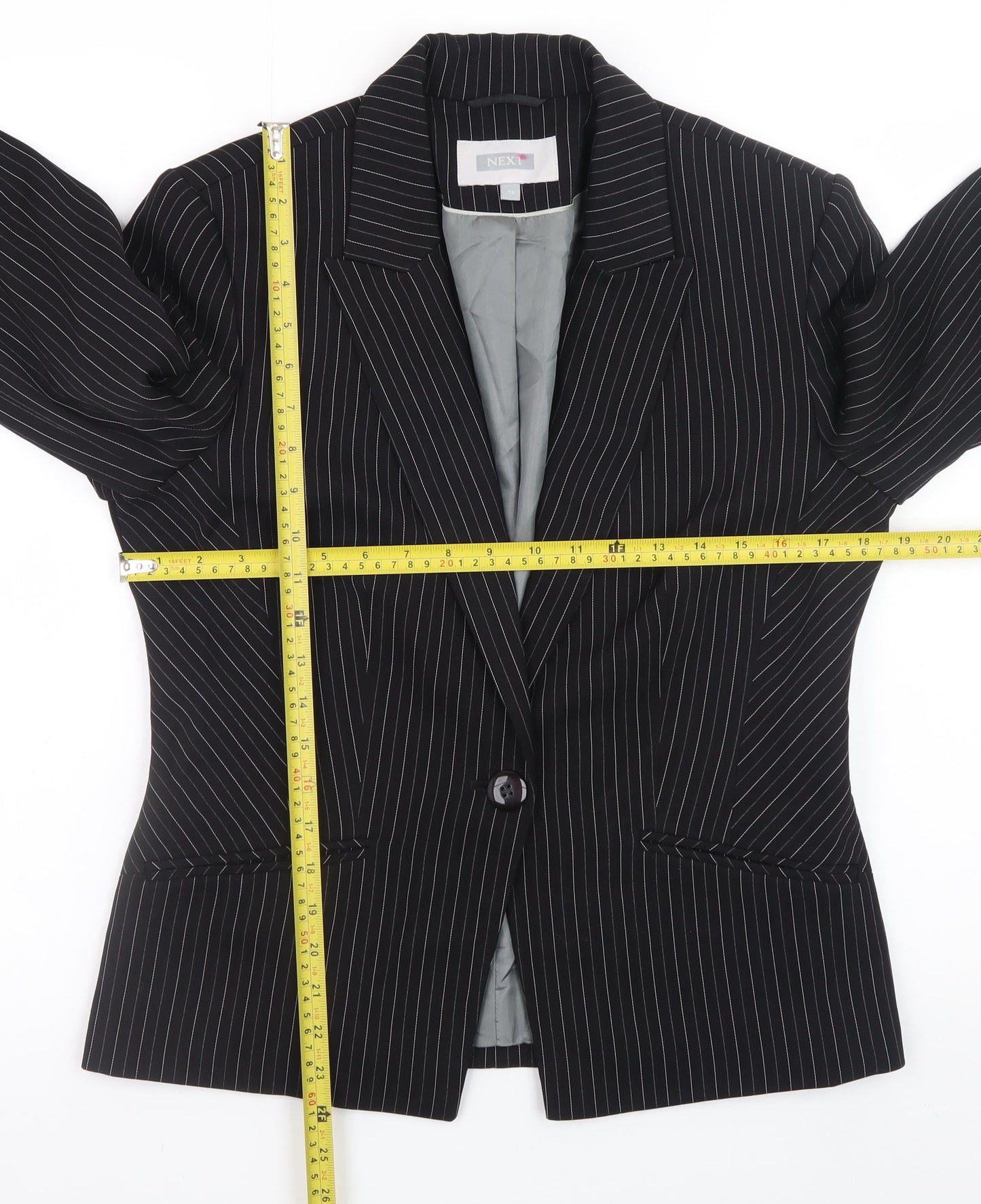 Next Women’s Black Pinstripe Blazer Size 14 Classic Work Jacket