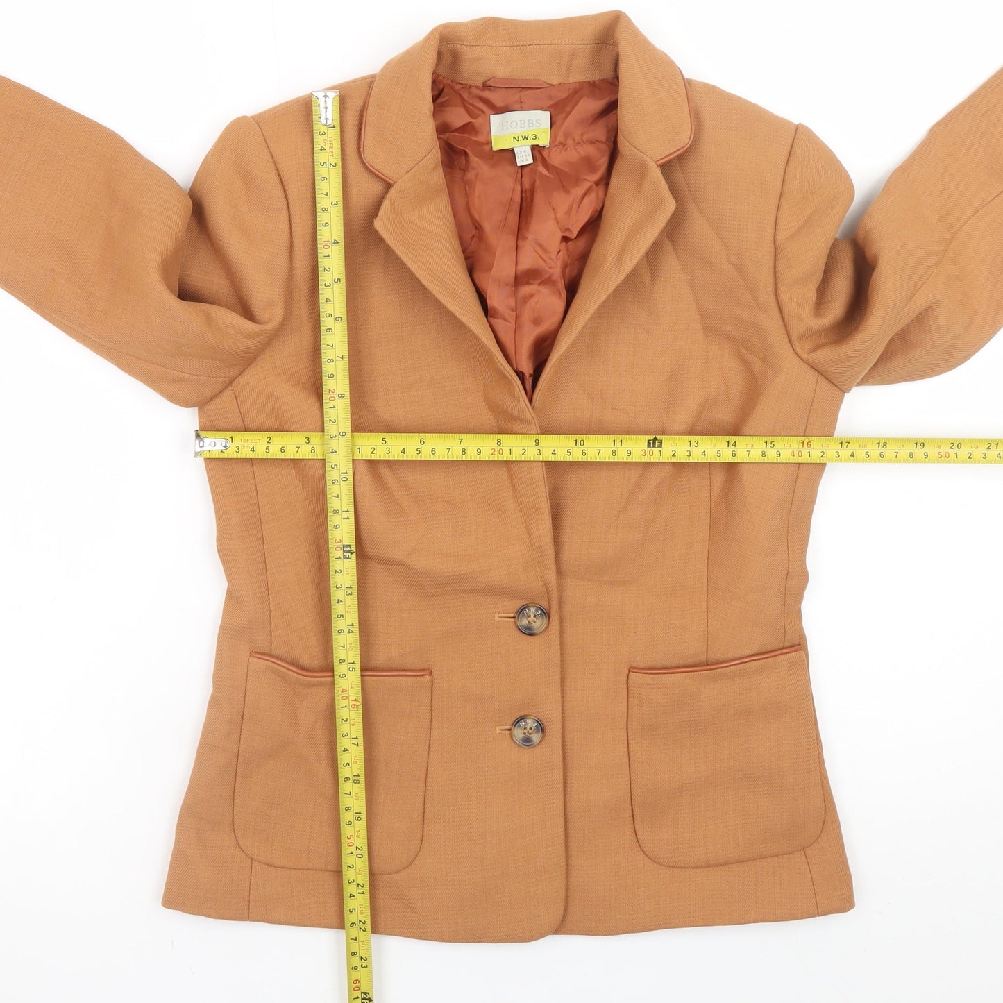 Hobbs Women’s Brown Wool Blend Classic Blazer UK 8