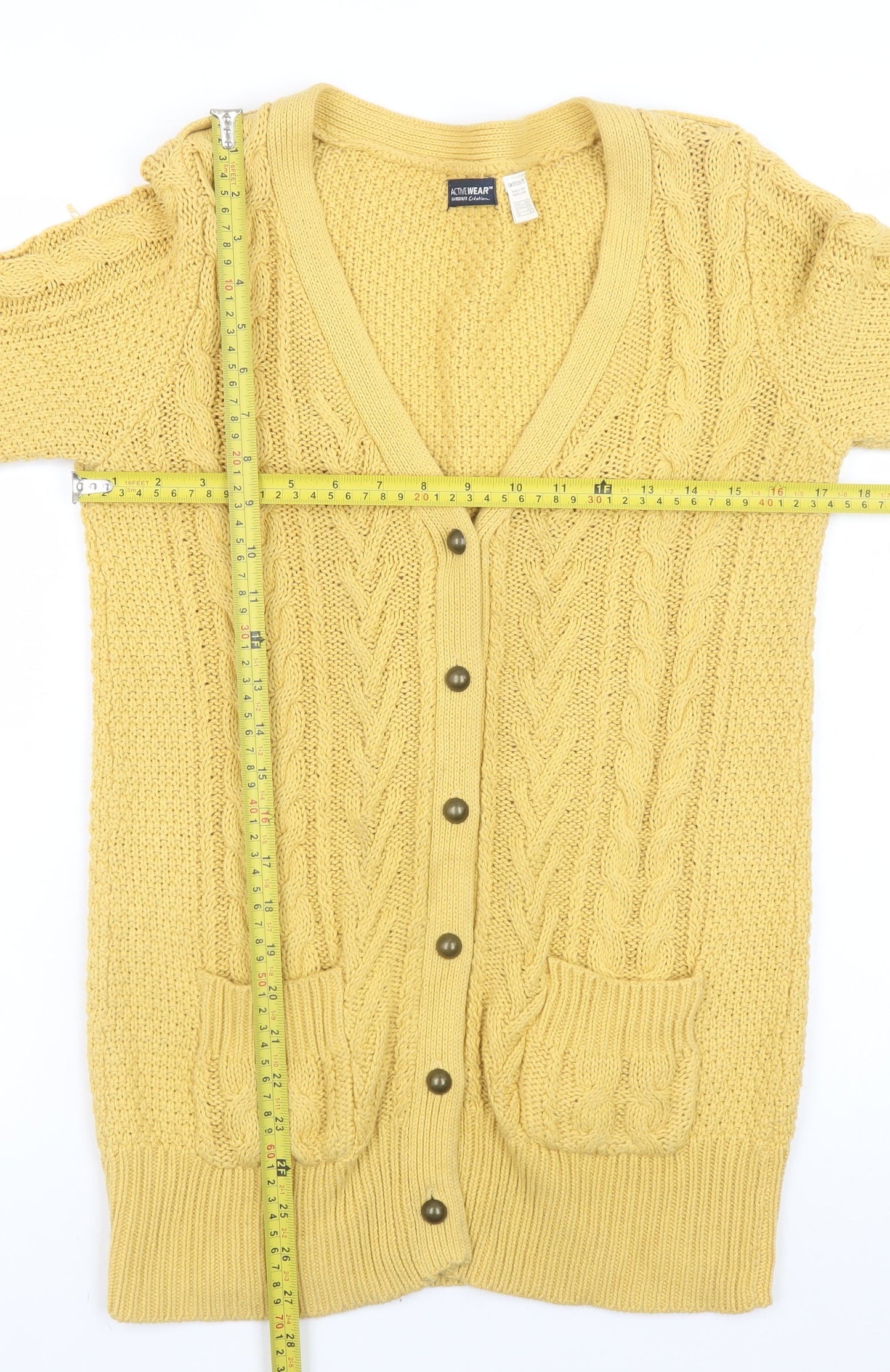 La Redoute Women Yellow Cable-Knit Cardigan Size 8/10