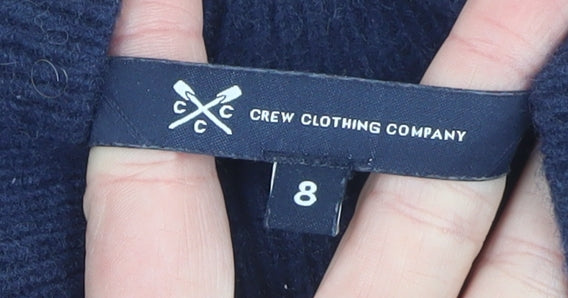 Crew Clothing Women Blue Size 8 Mock Neck Wool Blend Jumper