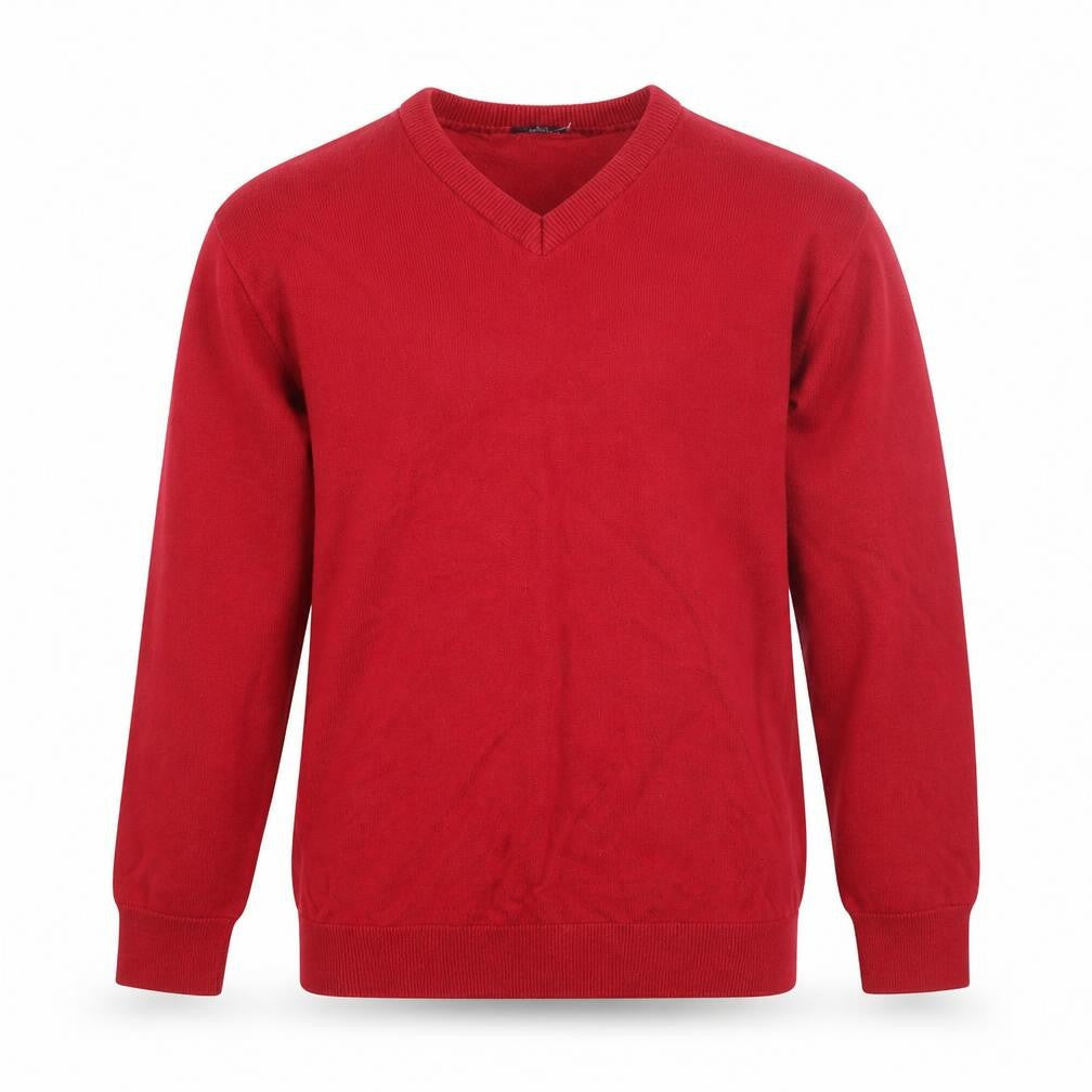 Cotton Traders Mens Red V-Neck Pullover Jumper Size L Cotton Cashmere