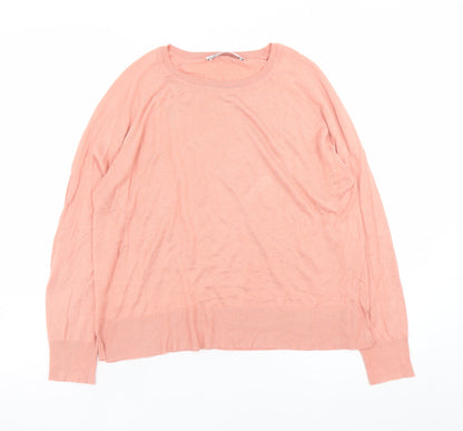 Zara Womens Pink Crew Neck Long Sleeve Pullover Jumper Size S