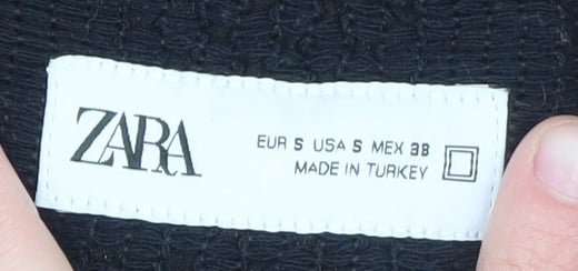 ZARA Men’s Black Crochet Short Sleeve Collared Button Cardigan S