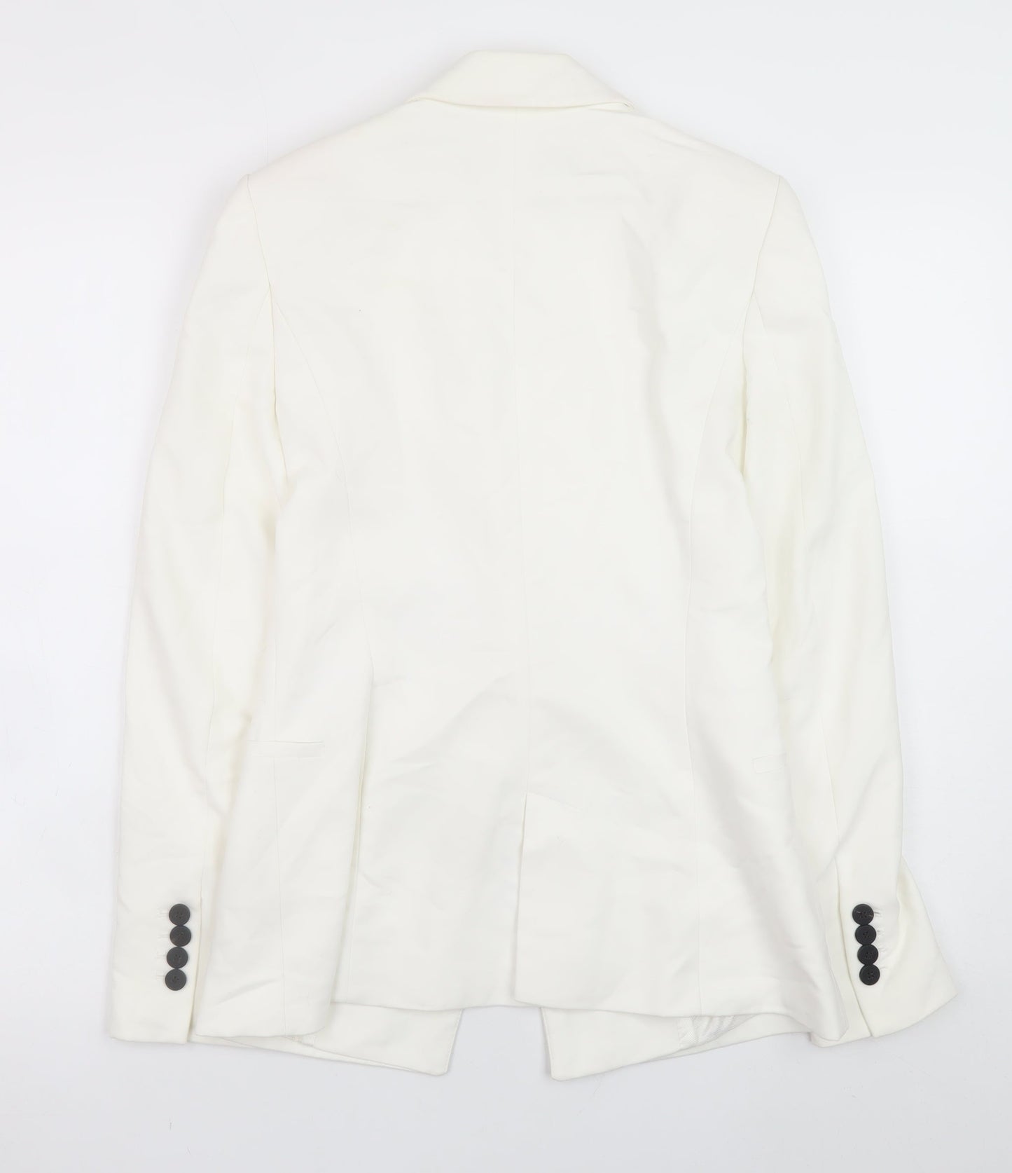 Zara Women White Slim Fit Cotton Blend Blazer Jacket Size S