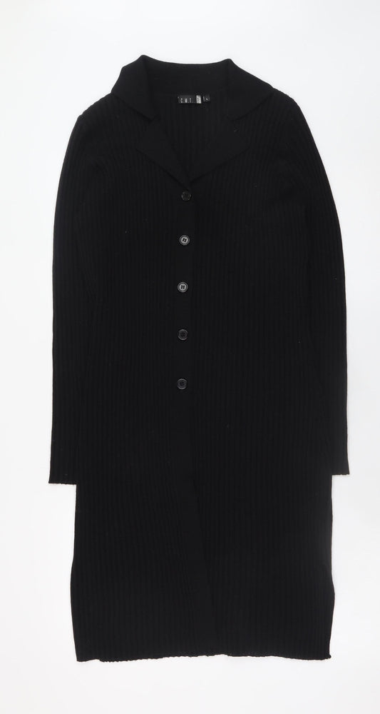 Jeff & Co Womens Black Knit Collared Shirt Dress L