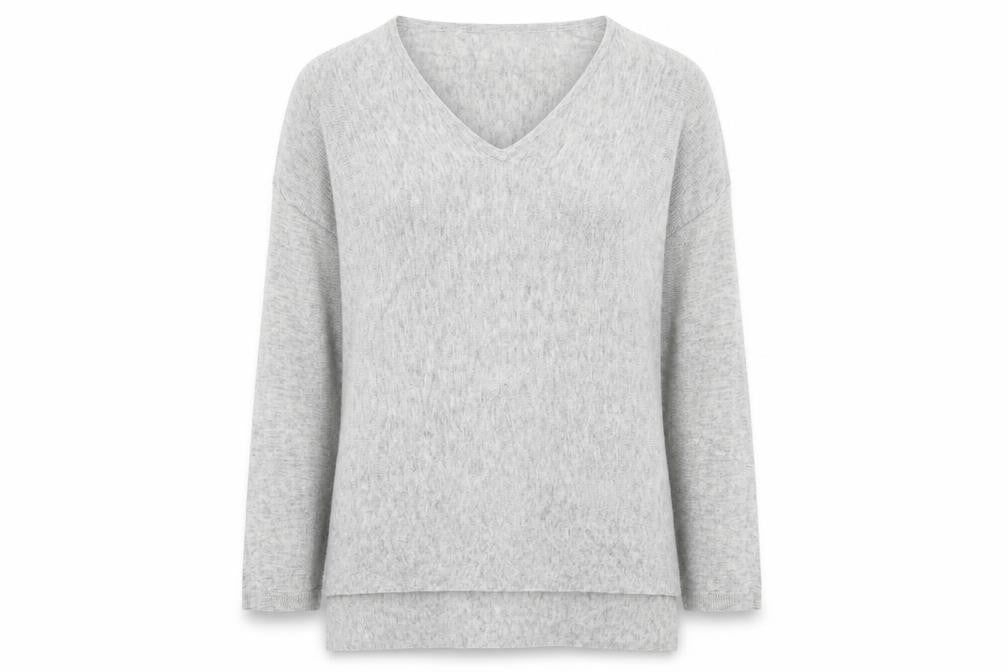 Topshop Women Grey V-Neck Pullover Jumper Size 8 Lightweight Knit