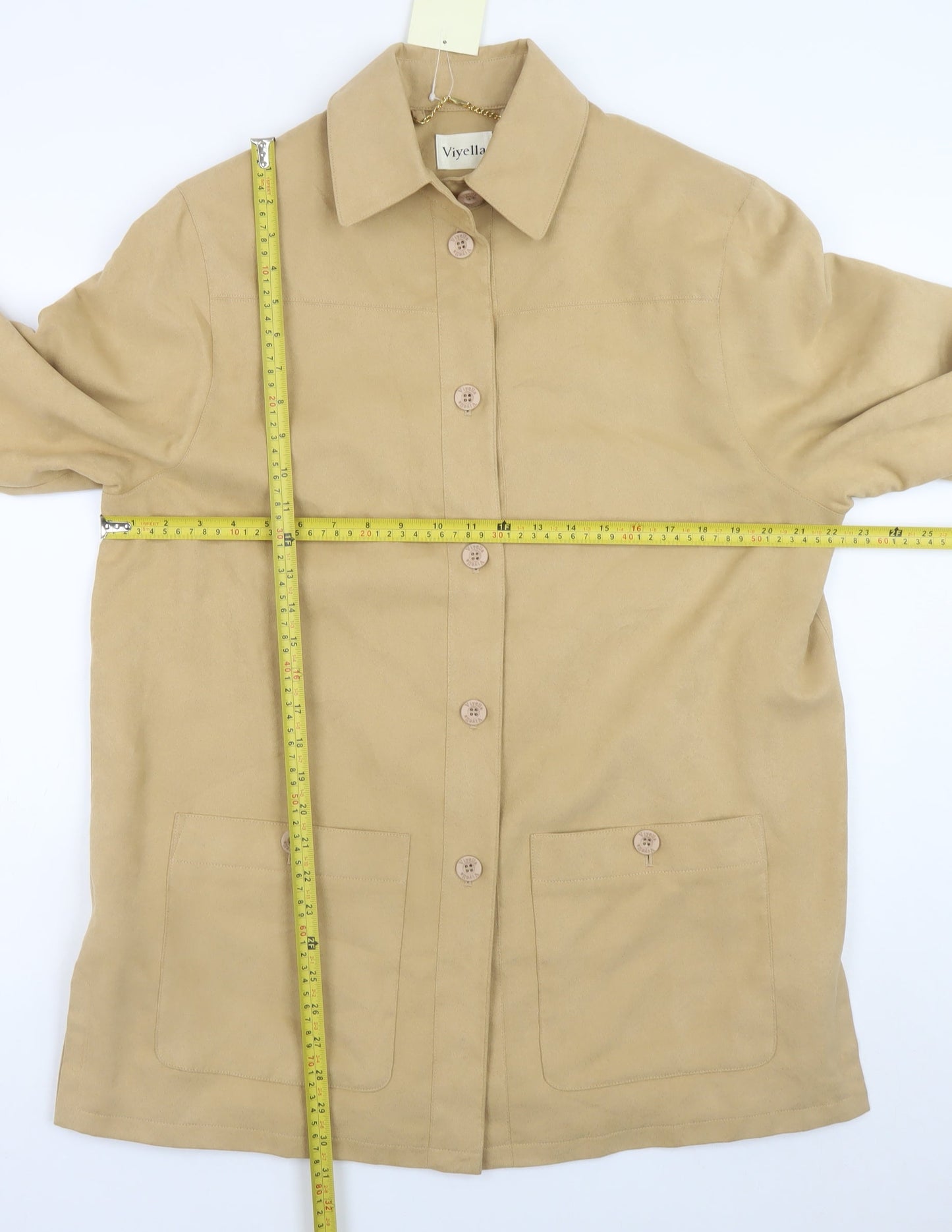 Viyella Women's Beige Mid-Length Button Jacket Size M