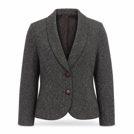 Minuet Women Brown Tweed Blazer Size 12 Lined Buttoned Jacket