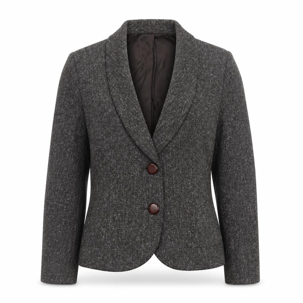 Minuet Women Brown Tweed Blazer Size 12 Lined Buttoned Jacket