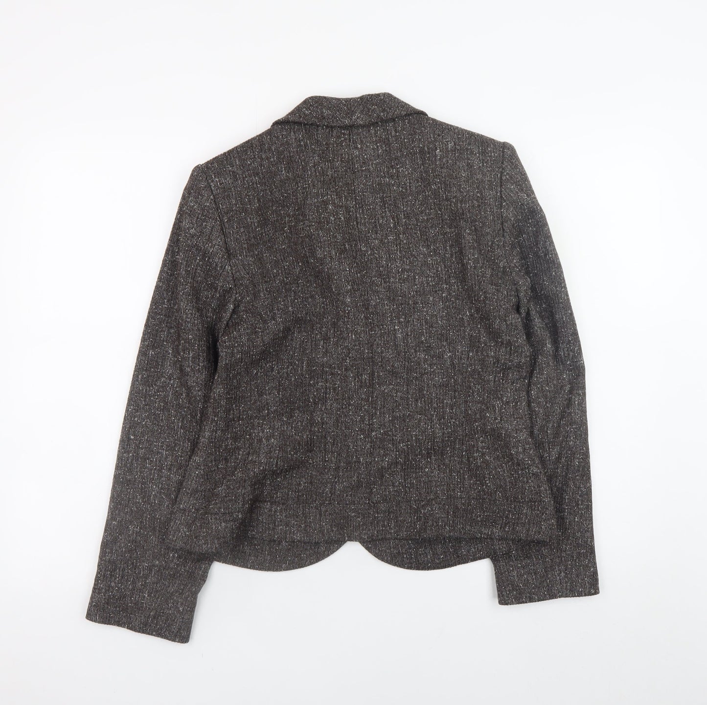 Minuet Women Brown Tweed Blazer Size 12 Lined Buttoned Jacket