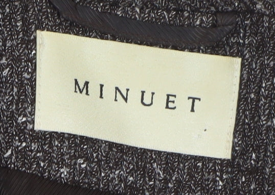 Minuet Women Brown Tweed Blazer Size 12 Lined Buttoned Jacket