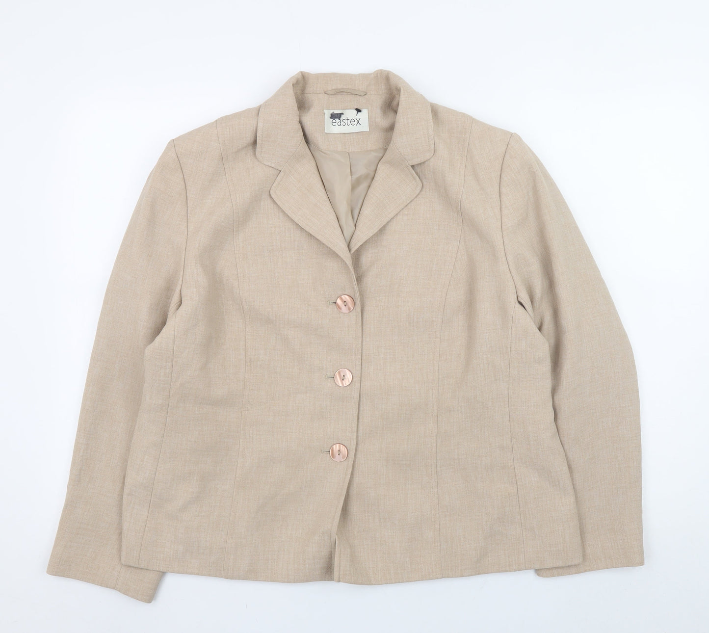 Eastex Women Beige Classic Blazer Jacket Size 16 Polyester Lined
