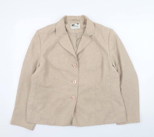 Eastex Women Beige Classic Blazer Jacket Size 16 Polyester Lined