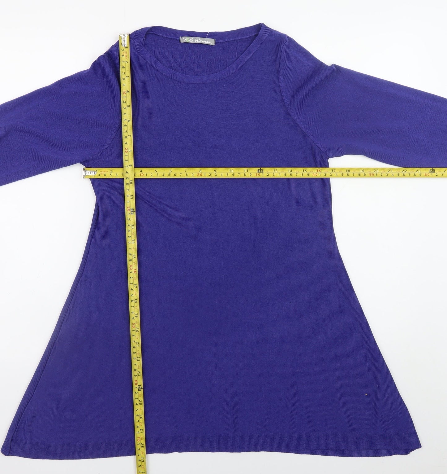 Marks and Spencer Women Purple Size 10 A-Line Knit Dress