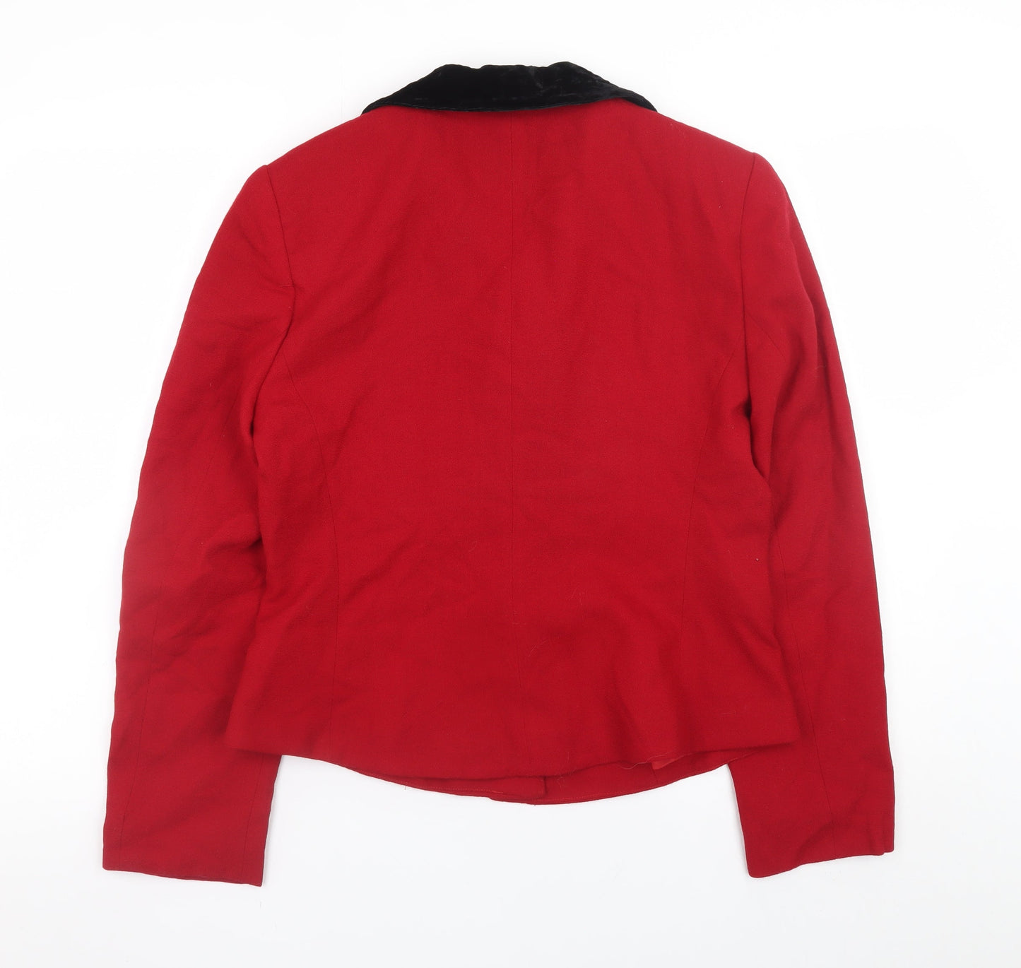Evan-Picone Women's Red Wool Blazer Velvet Collar Size 12 Classic Jacket