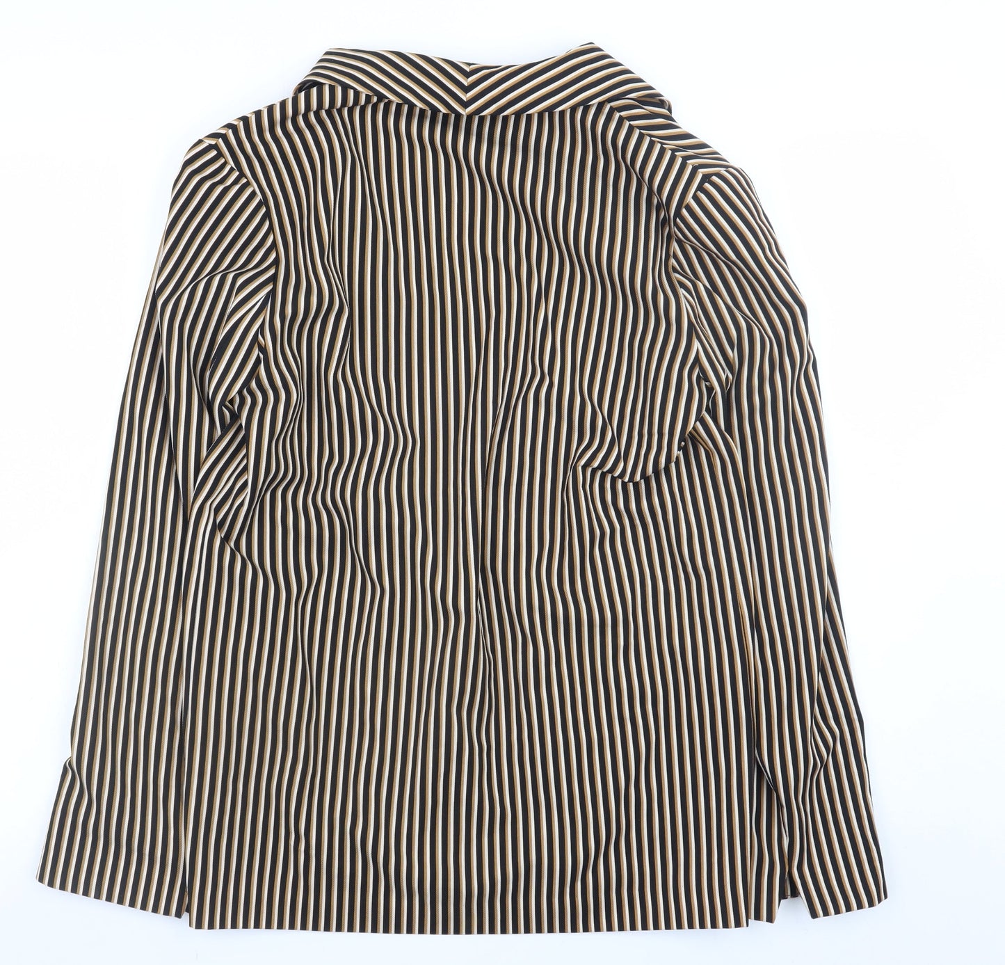 Primark Women Black Stripe Blazer Size 6 Polyester Blend Lined Jacket