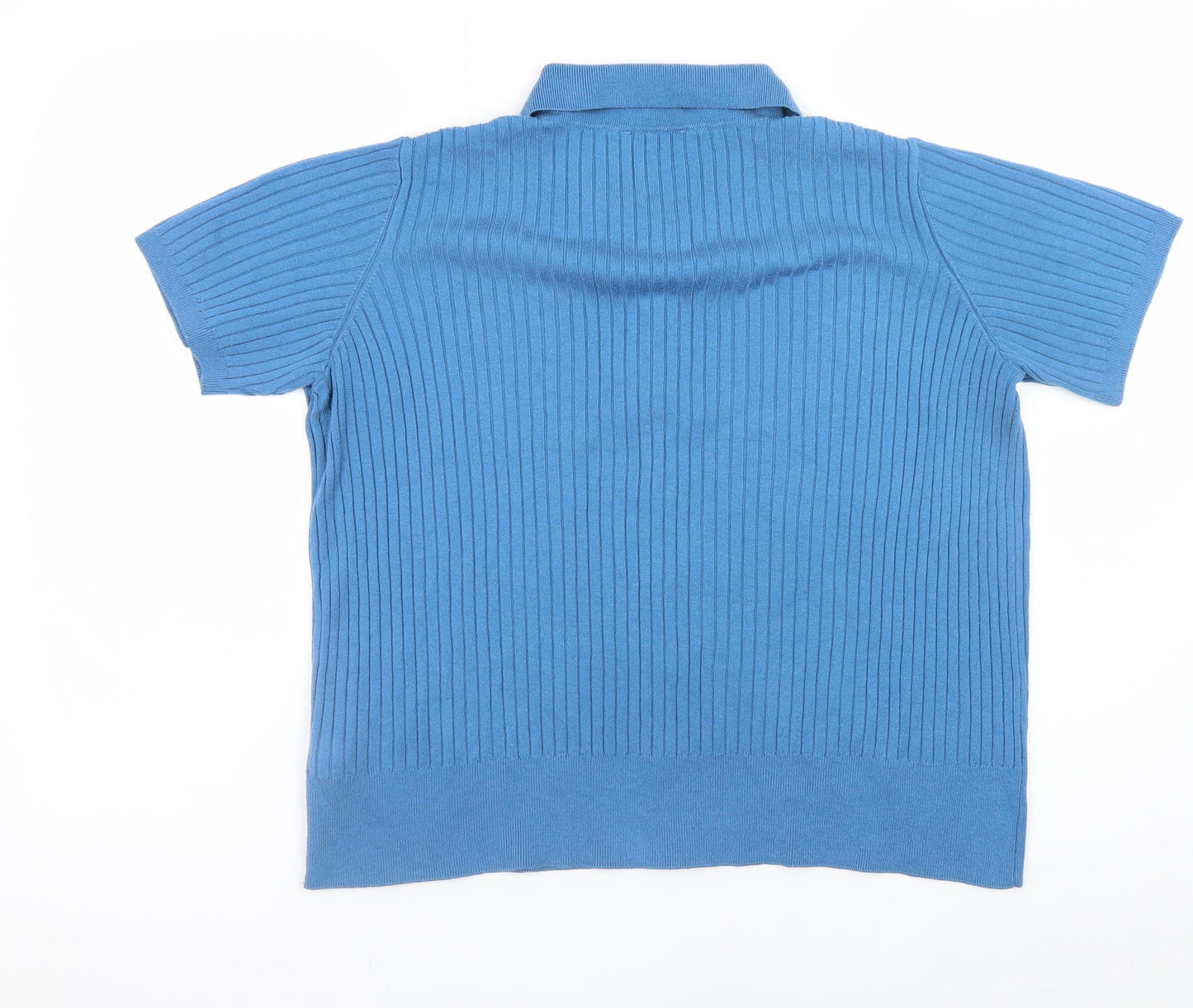 Marks and Spencer Men’s Blue Knit Polo Shirt Size L Short Sleeve