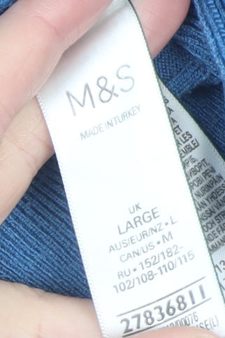 Marks and Spencer Men’s Blue Knit Polo Shirt Size L Short Sleeve