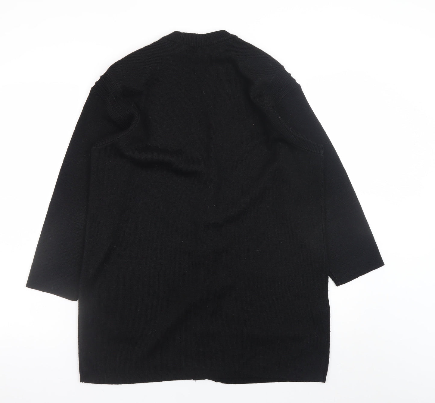 Marks and Spencer Women Black UK 12 Wool Blend Cardigan with Shoulder Pads