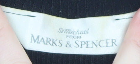 Marks and Spencer Women Black UK 12 Wool Blend Cardigan with Shoulder Pads