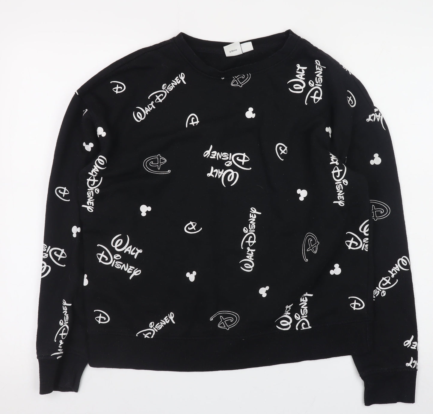 Disney Womens Black Sweatshirt Small 10/12 Crew Neck Long Sleeve Pullover