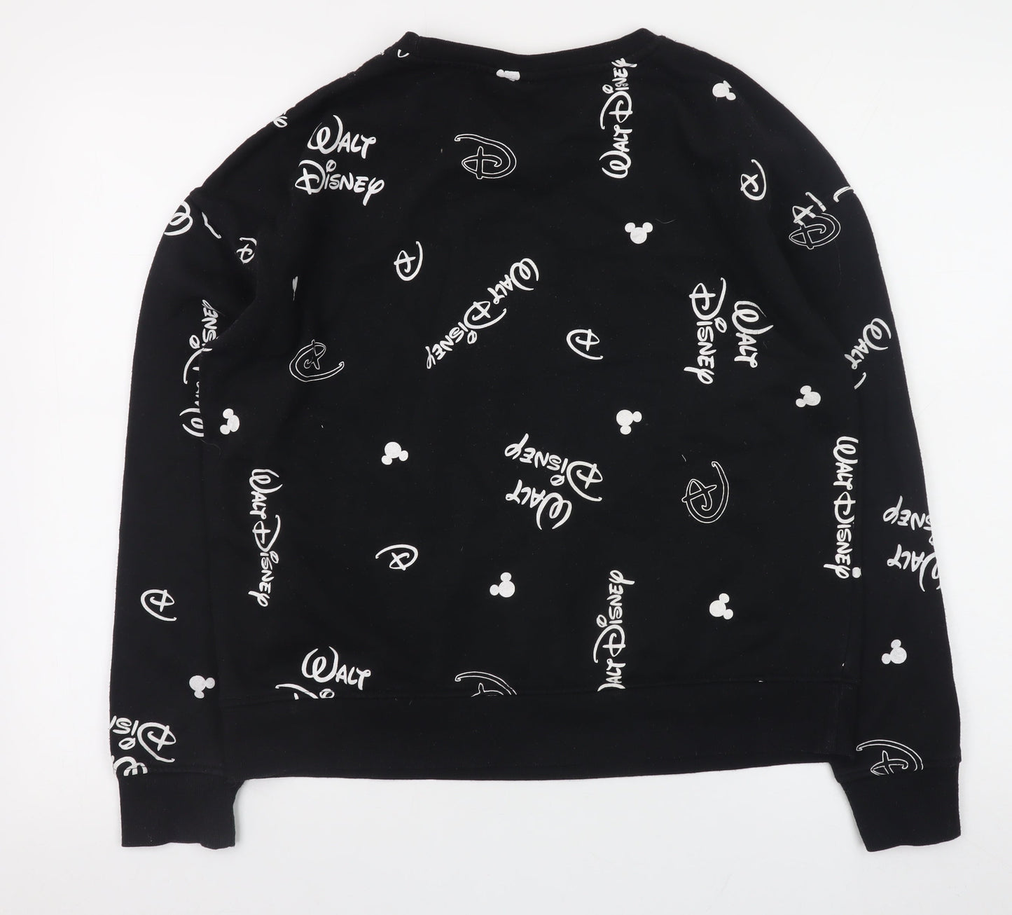 Disney Womens Black Sweatshirt Small 10/12 Crew Neck Long Sleeve Pullover
