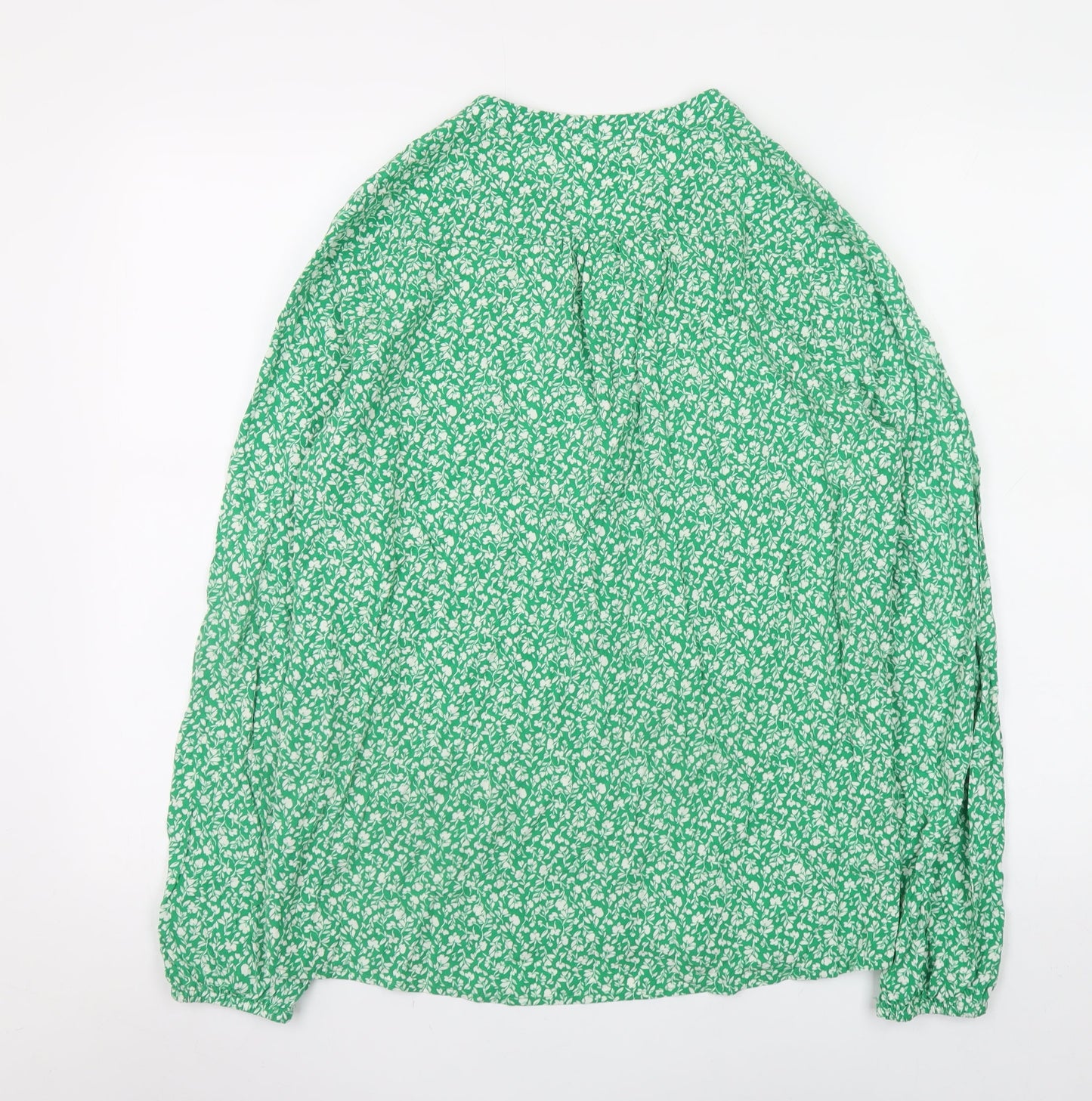 Saint Tropez Women's Green Floral Viscose Tunic Blouse Size S