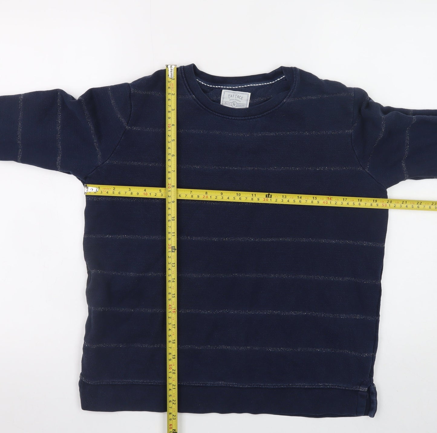 Fat Face Womens Navy Blue Striped Cotton Sweatshirt Size S