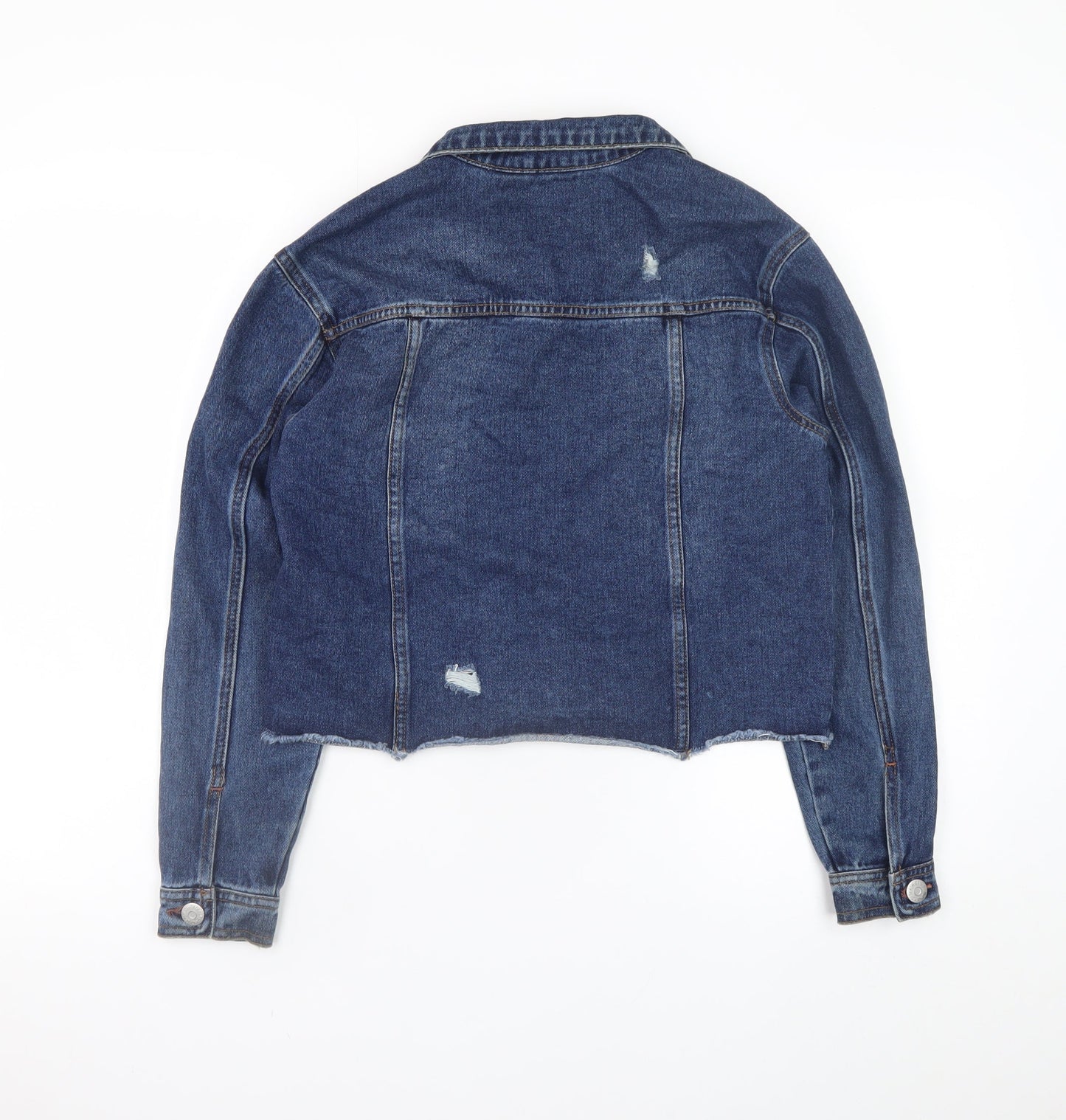 Candy Couture Girls Blue Cropped Denim Jacket 14 Years Distressed Style