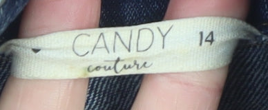 Candy Couture Girls Blue Cropped Denim Jacket 14 Years Distressed Style