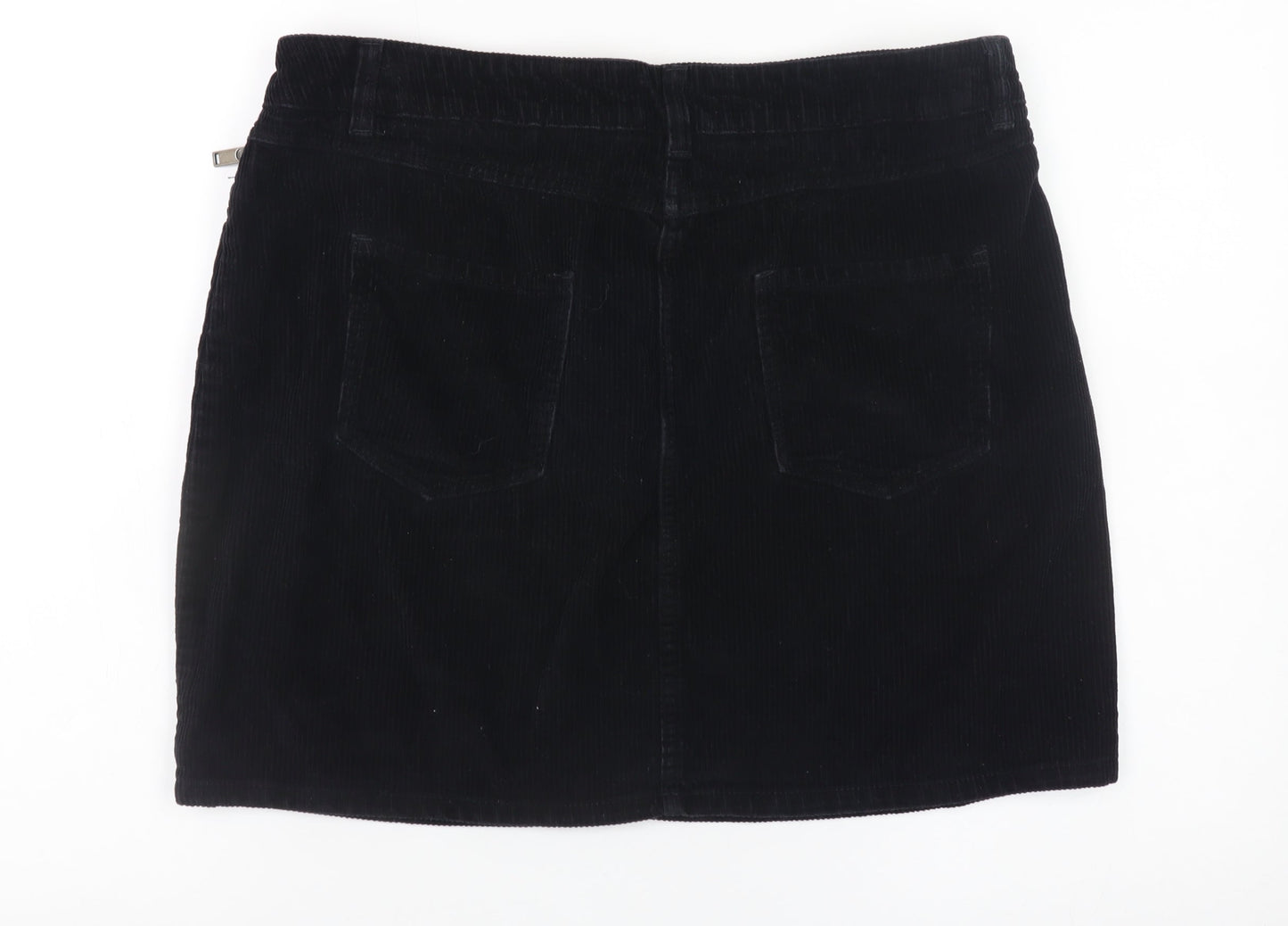 Next Women Black Corduroy Short Pencil Skirt UK 14