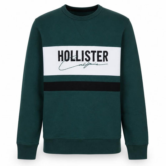 Hollister Men's Green Crew Neck Logo Pullover Sweatshirt Size M
