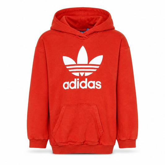 Adidas Womens Red Trefoil Pullover Hoodie Size 14 Cotton Blend