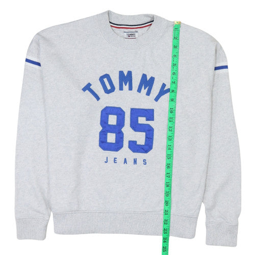 Tommy Jeans Womens Grey Sweatshirt S Crew Neck Pullover Casual 85 Logo