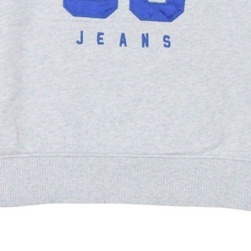 Tommy Jeans Womens Grey Sweatshirt S Crew Neck Pullover Casual 85 Logo