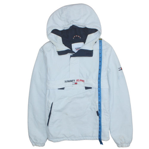Tommy Jeans Men’s White Hooded Anorak Jacket Size M Polyamide Outdoor