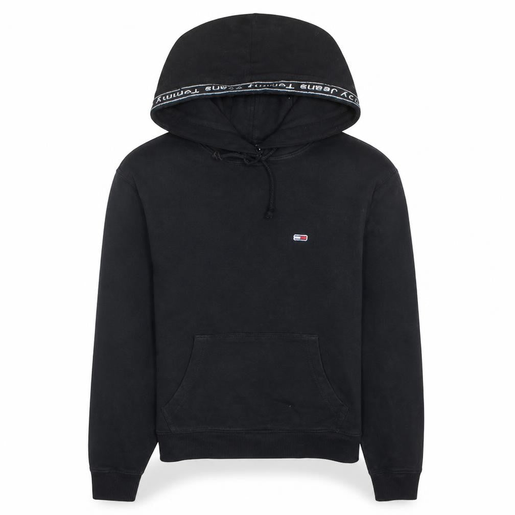 Tommy Jeans Womens Black XS Pullover Hoodie Cotton Logo Casual
