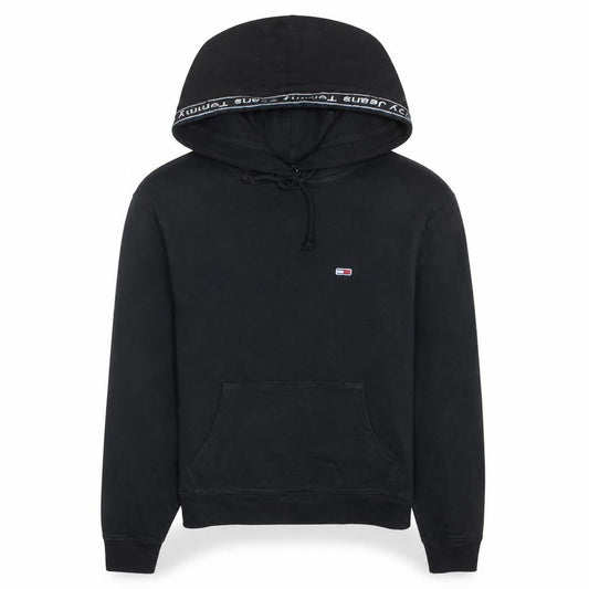 Tommy Jeans Womens Black XS Pullover Hoodie Cotton Logo Casual