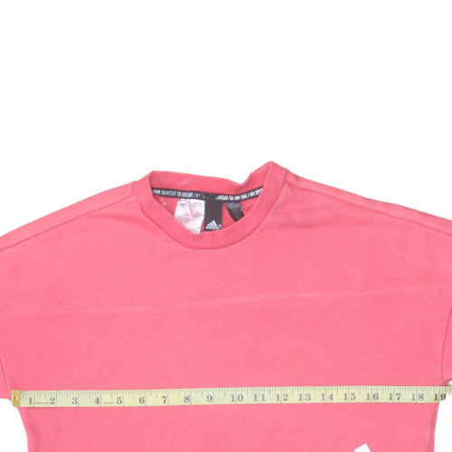 adidas Girls Pink Graphic Logo Pullover Sweatshirt – 14 Years