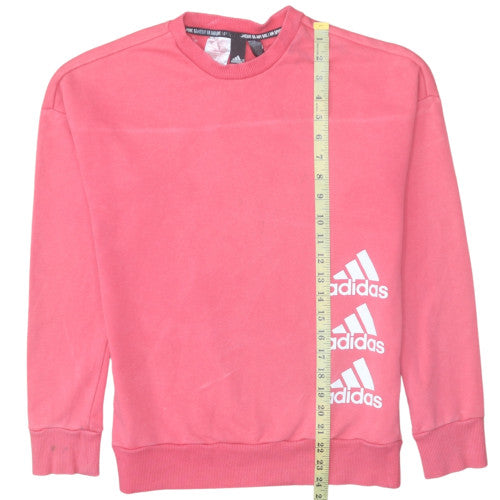 adidas Girls Pink Graphic Logo Pullover Sweatshirt – 14 Years