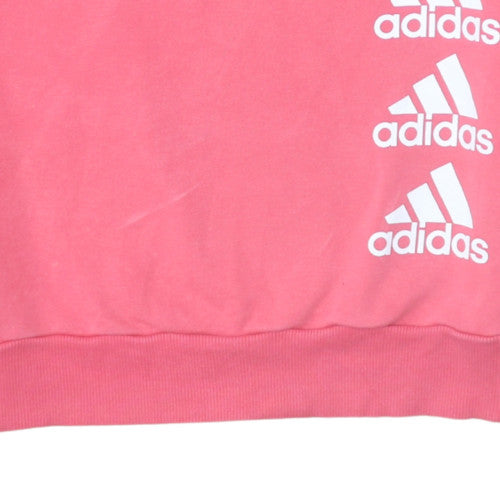 adidas Girls Pink Graphic Logo Pullover Sweatshirt – 14 Years