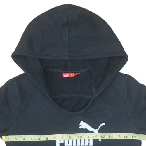 Puma Women's Black Pullover Hoodie Size 10 Cotton Blend Logo Sweatshirt