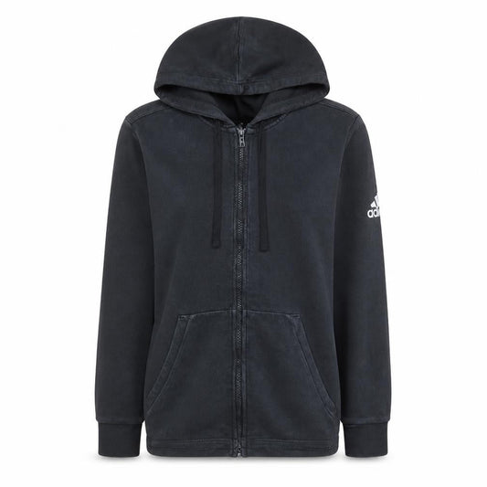 Adidas Women Black Full Zip Hoodie L Hooded Sweatshirt