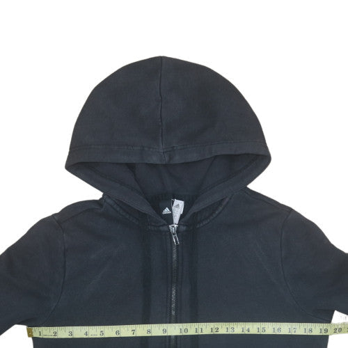 Adidas Women Black Full Zip Hoodie L Hooded Sweatshirt