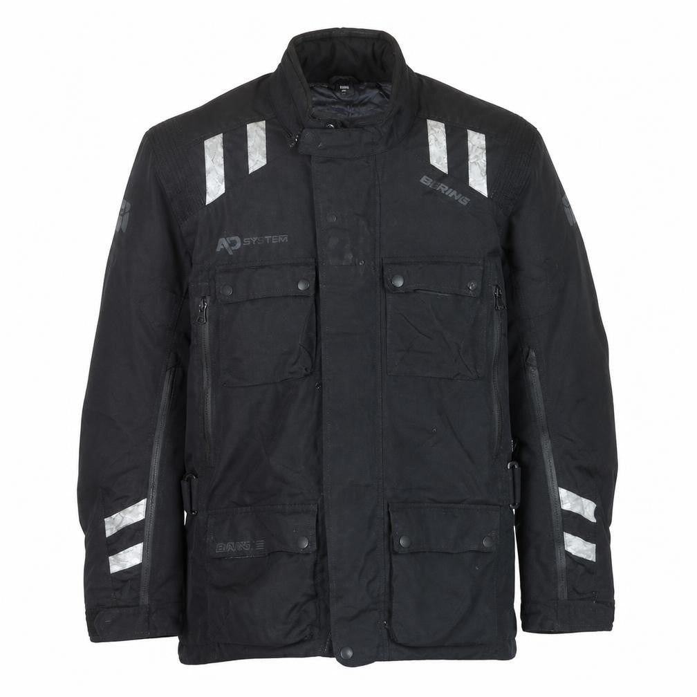 Bering Men's Black L Motorcycle Waterproof Jacket Reflective Nylon