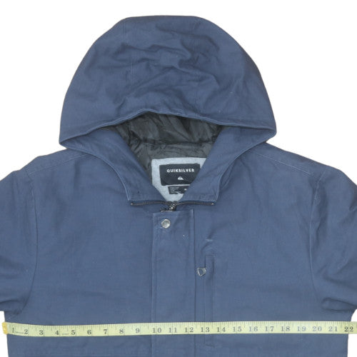 Quiksilver Mens Blue Hooded Parka Jacket Size M Cotton Blend