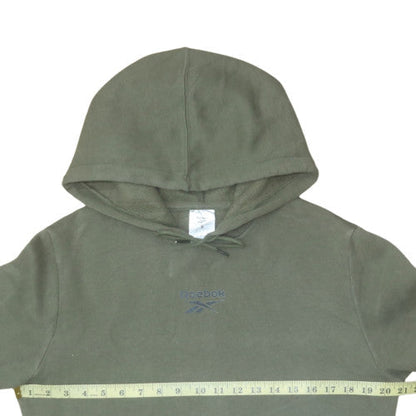 Reebok Men's Green Pullover Hoodie Small Logo Fleece Sweatshirt