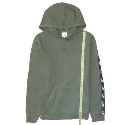 Reebok Men's Green Pullover Hoodie Small Logo Fleece Sweatshirt