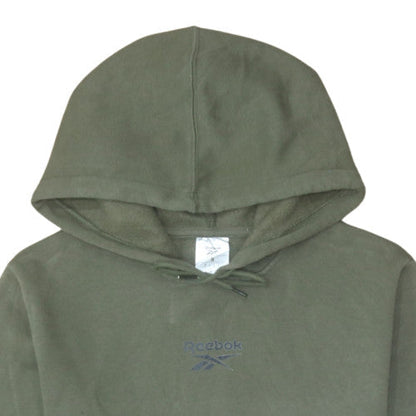 Reebok Men's Green Pullover Hoodie Small Logo Fleece Sweatshirt