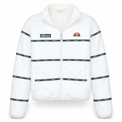 Front view of Ellesse women’s white uk 6 puffer windbreaker jacket polyester lined
